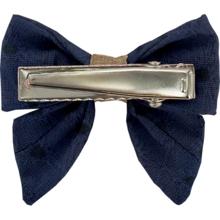 Mini bow tie clip blue english embroidery