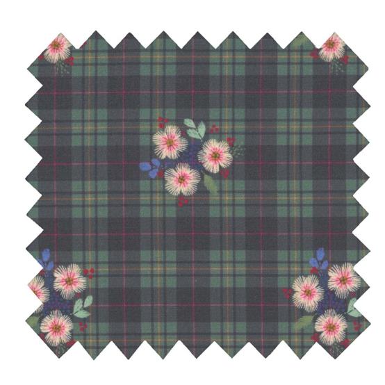 Coated fabric tartan fleuri