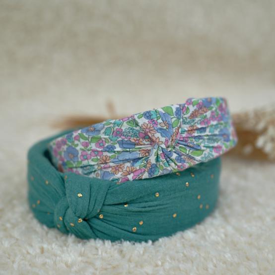 Large Crossed Headband pastel fleuri