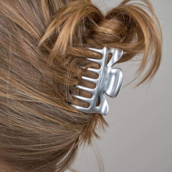 Small Classic Hair Clip satin silver