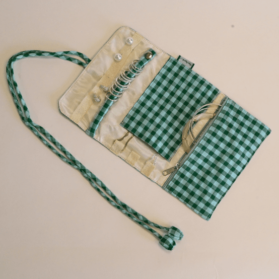 Jewelry pouch green mint gingham