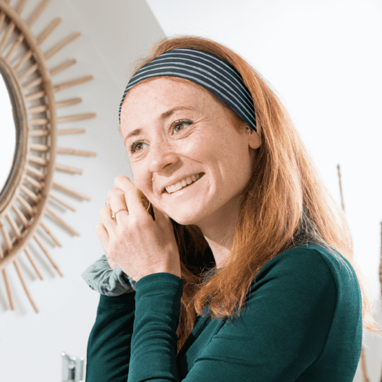 Stretch jersey headband  striped silver dark blue