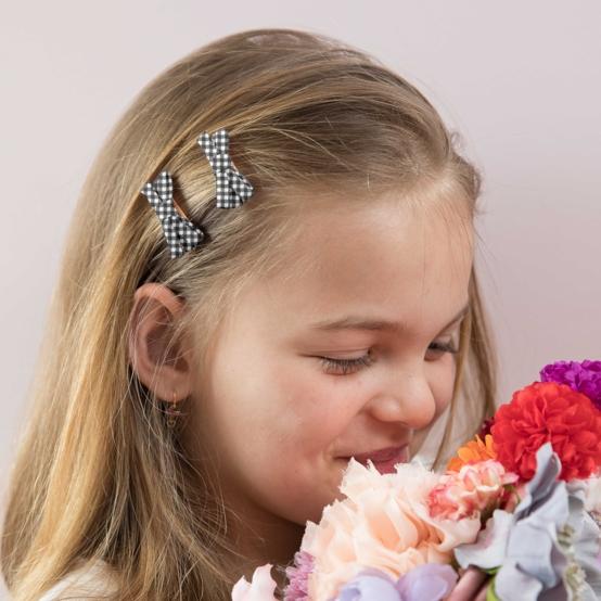 Ribbon hair slide vichy noir