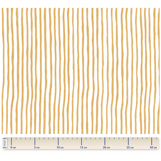 Cotton fabric rayé or blanc