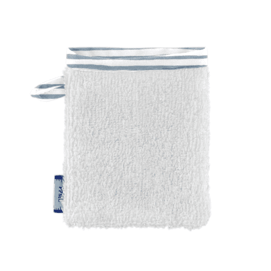 Make-up Remover Glove striped blue gray glitter