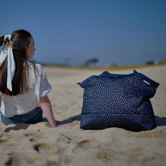 Tote bag with a zip bulle bronze marine