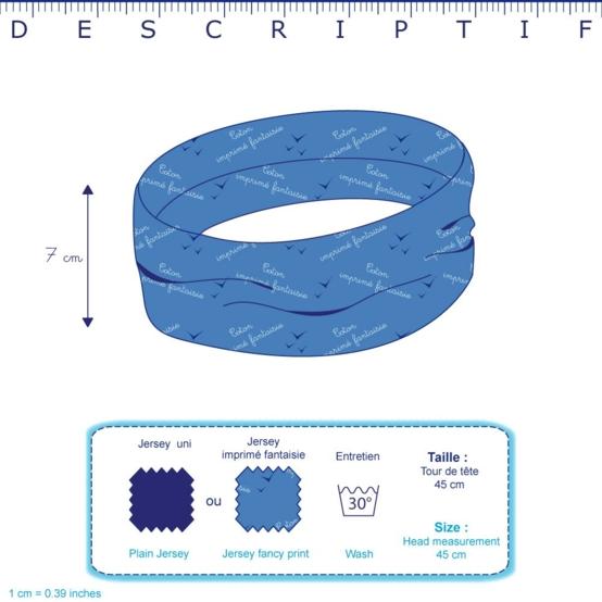 Stretch jersey headband  pois blanc marine