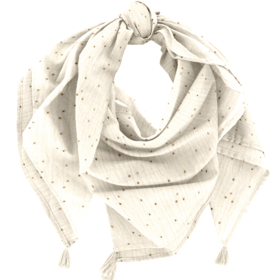 Pom pom scarf gaze pois or écru