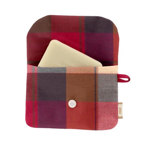 Soap Pouch ruby lurex tartan
