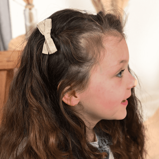 Ribbon hair slide  glitter linen