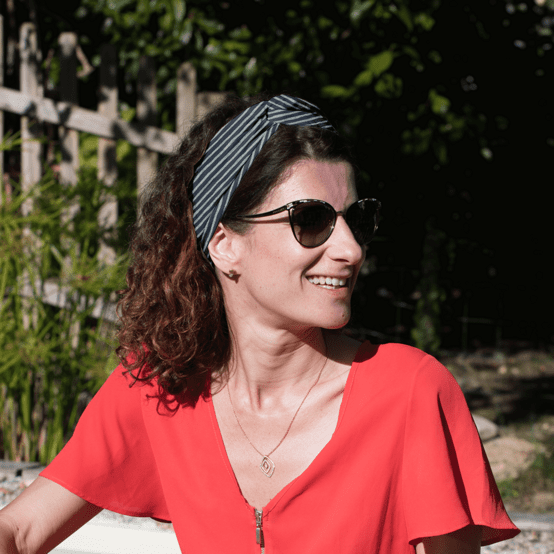 crossed headband striped silver dark blue