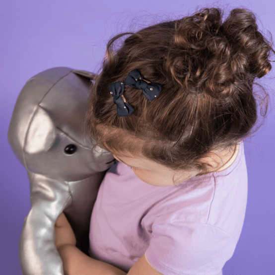 Small bows hair clips gaze pois or marine