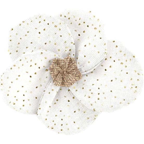Flower petal hair slide small  white sequined