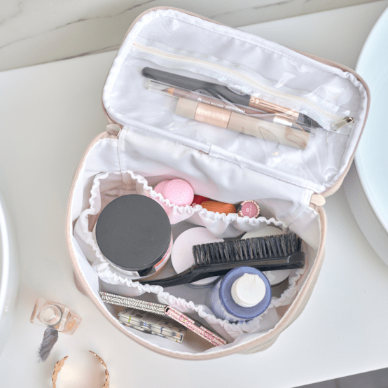 Large vanity silver linen