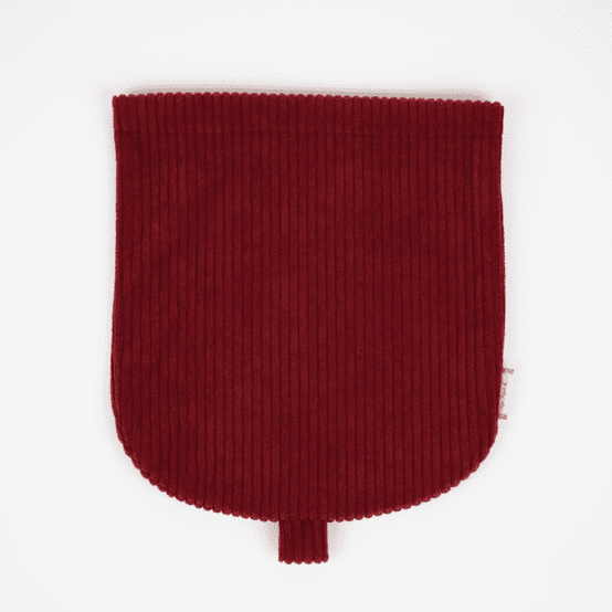 Flap of small shoulder bag burgundy large corduroy