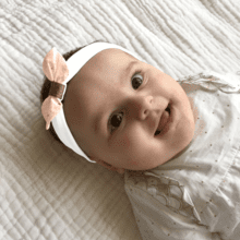 Jersey knit baby headband gaze pois or rose