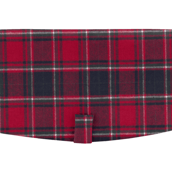 Flap of shoulder bag tartan rouge