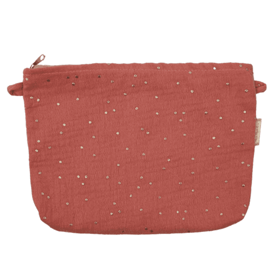 Coton clutch bag gaze pois or rose blush