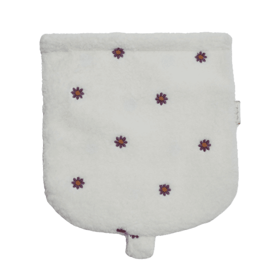 Flap of small shoulder bag moumoute ivoire fleurie