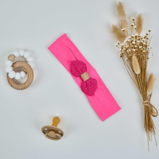 Jersey knit baby headband fuchsia pailleté