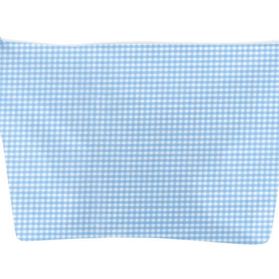 Cosmetic bag with flap sky blue gingham