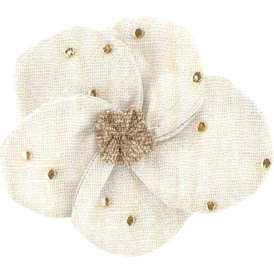 Flower petal hair slide small  gaze pois or écru