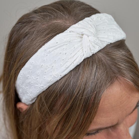 Large Crossed Headband starry white english embroidery 