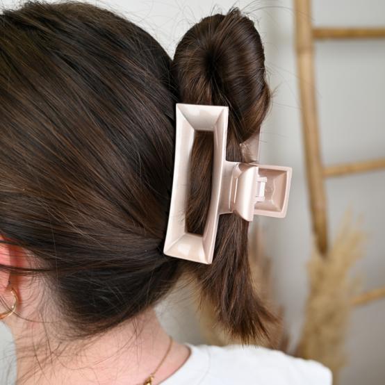 Large Rectangular Hair Clip glossy beige