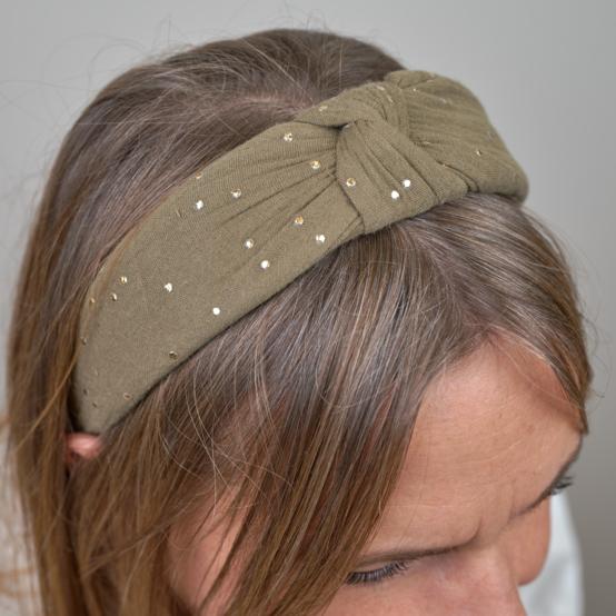 Large Crossed Headband gaze pois or kaki