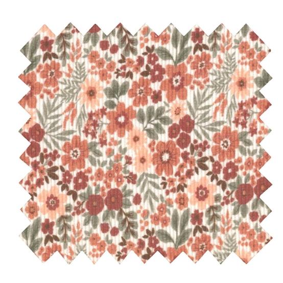 Jersey fabric rust flowers ribbed jersey