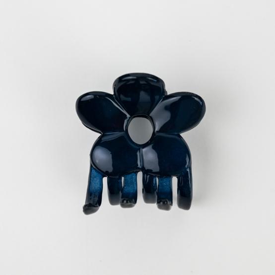 Small Flower Hair Clip lacquered navy