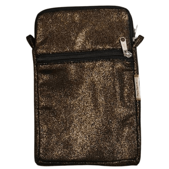Quilted phone pocket suédine pailletée or
