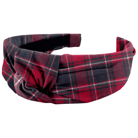 Large Crossed Headband tartan rouge