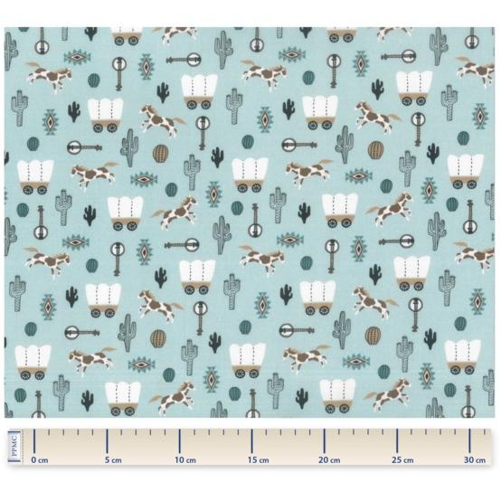 Cotton fabric bleu western