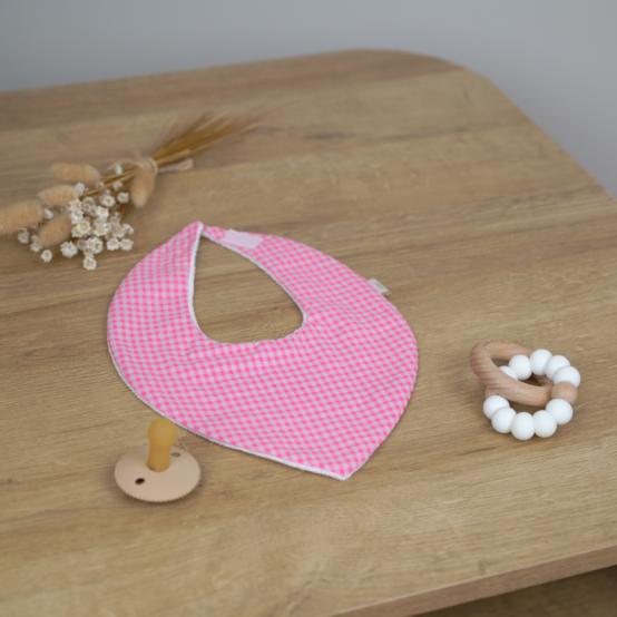 bandana bib neon pink gingham