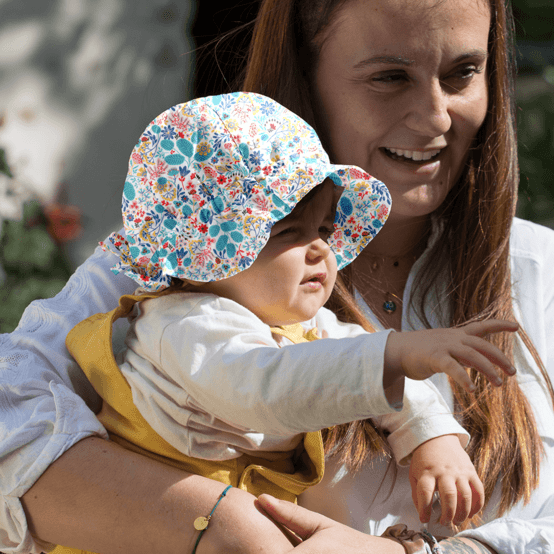 Sun Hat for baby champêtre bleuté