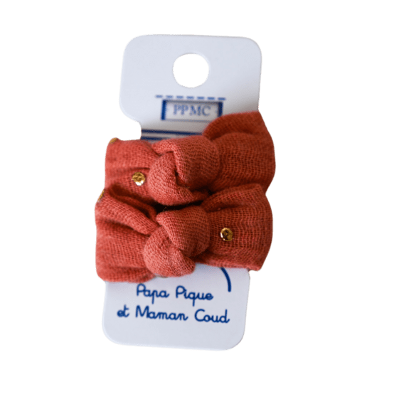 Small bows hair clips gaze pois or rose blush