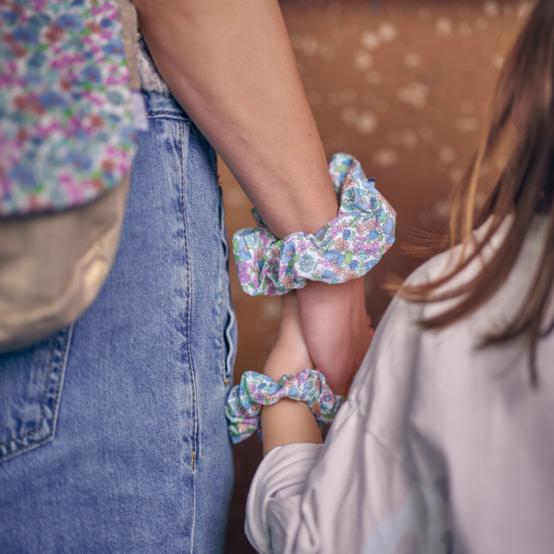 Small scrunchie pastel fleuri