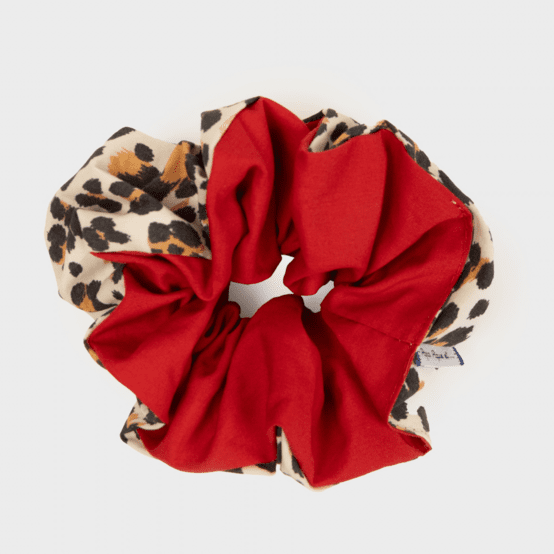 Large Two-Tone Scrunchie leopard - red