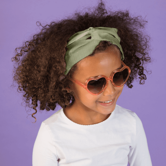 crossed headband almond green with golden dots gauze