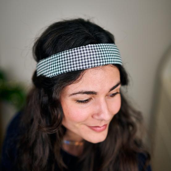 Wire headband retro vichy noir