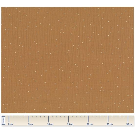 Cotton Fabric gaze pois or caramel