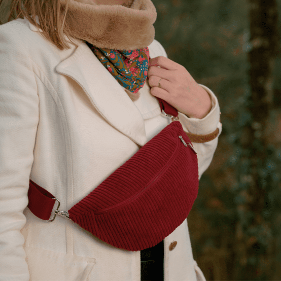 Small banana bag burgundy large corduroy