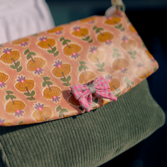 Mini bow tie clip neon pink gingham