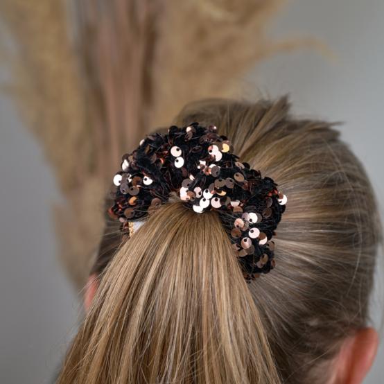 Small scrunchie bronze sequins
