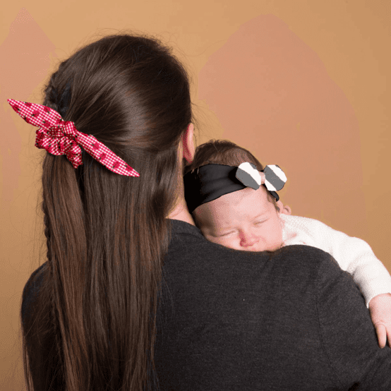 Bunny ear Scrunchie ladybird gingham