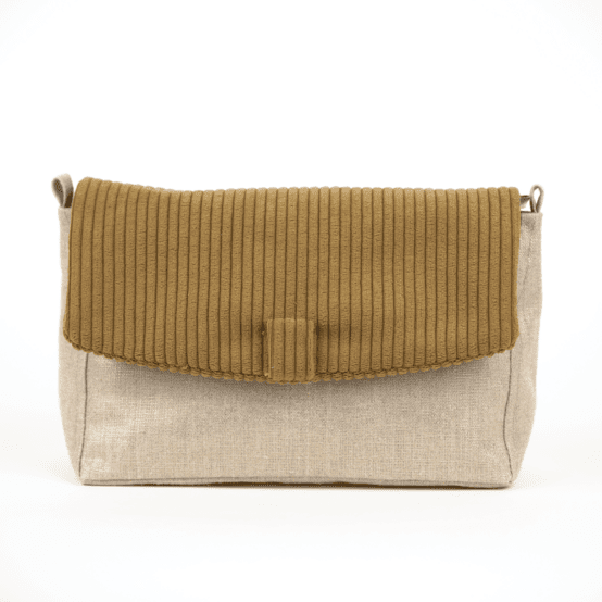 Flap of shoulder bag brown large corduroy