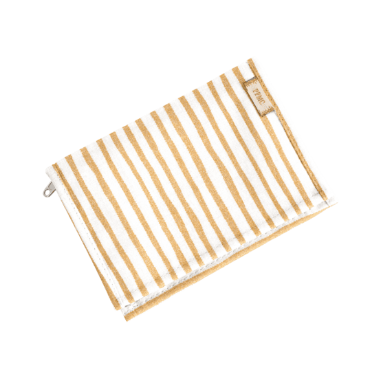 Compact wallet rayé or blanc