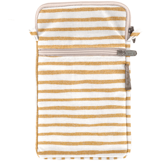 Quilted phone pocket rayé or blanc