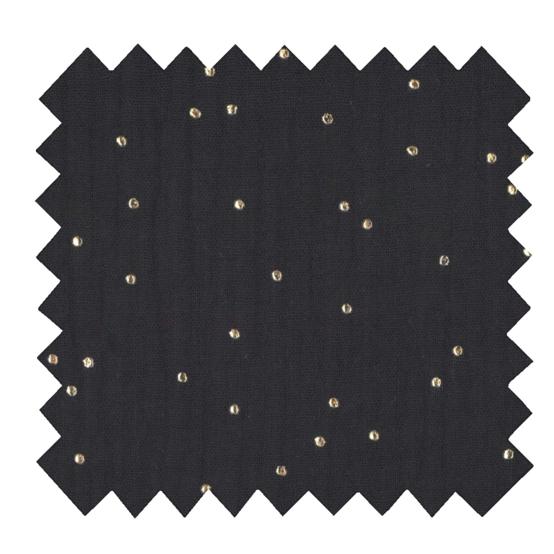 Coupon tissu 50 cm gaze pois or noir